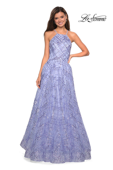 Picture of: High Neckline sequin A Line Prom Dress in Lilac Mist, Style: 27451, Detail Picture 2