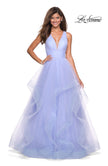 Picture of: Long Tulle Evening Gown with Plunging Neckline in Lilac Mist, Style: 27628, Detail Picture 2