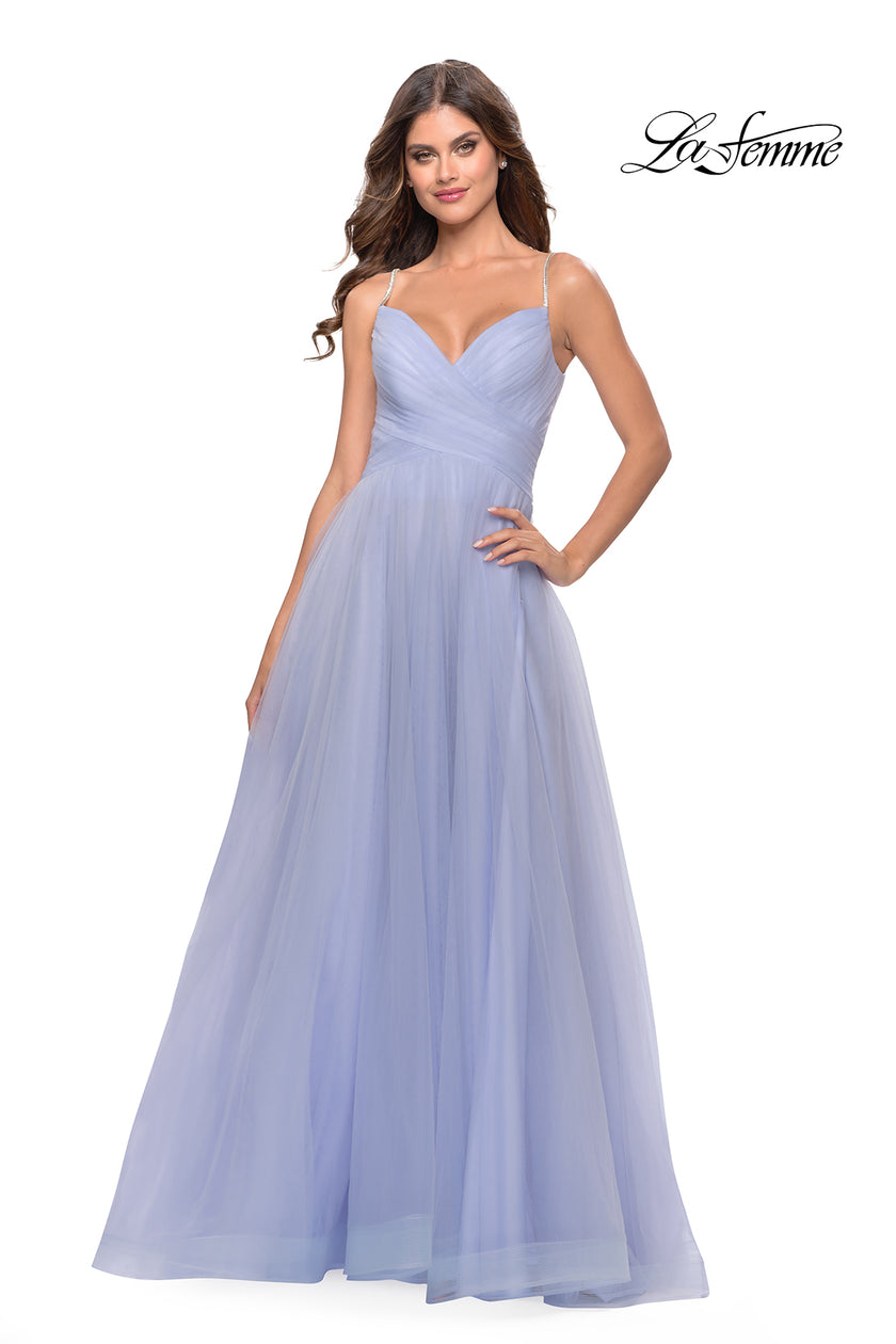 Picture of: Tulle A-Line Prom Dress with Rhinestone Straps in Lilac Mist, Style: 31204, Detail Picture 3