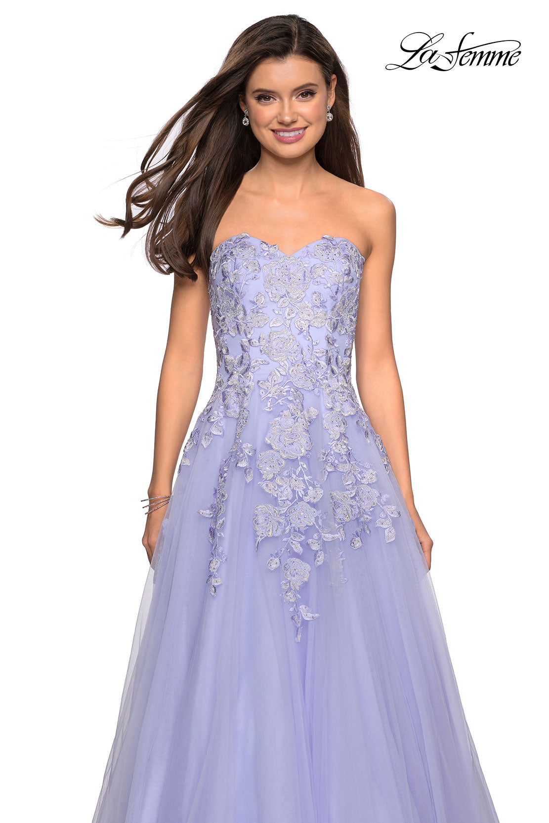 Picture of: Lace Bodice Tulle Prom Dress with Sweetheart Neckline in Lilac Mist, Style: 27508, Detail Picture 4
