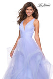 Picture of: Long Tulle Evening Gown with Plunging Neckline in Lilac Mist, Style: 27628, Detail Picture 4