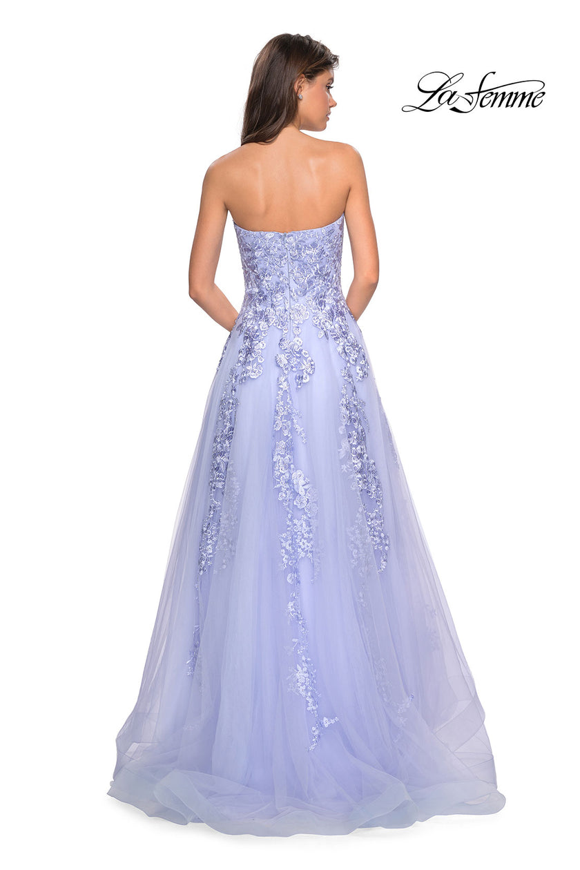 Picture of: Strapless Tulle Prom Dress with Lace Appliques in Lilac Mist, Style: 27269, Detail Picture 5