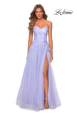 Picture of: Strapless Tulle Dress with Cascading Floral Detail in Lilac Mist, Style: 28599, Detail Picture 7