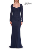 Picture of: Long Sleeve Net Jersey Gown with Sweetheart Neckline in Marine Blue, Style: 33575, Detail Picture 8