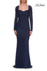 Picture of: Long Sleeve Net Jersey Gown with Sweetheart Neckline in Marine Blue, Style: 33575, Detail Picture 8
