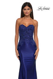 Picture of: Strapless Satin Dress with Lace Top and Sweetheart Neckline in Marine Blue, Style: 32582, Detail Picture 4