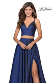 Picture of: Two Piece Shimmer Prom Dress with Pockets in Marine Blue, Style: 28618, Detail Picture 6