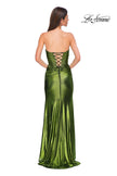 Picture of: Net Jersey Prom Dress with Strapless Top and Flattering Ruching in Matcha , Style 32946, Detail Picture 12