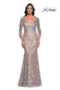Picture of: Beautiful Lace Long Dress with V Neckline and Sleeves in Mauve, Style: 30081, Main Picture