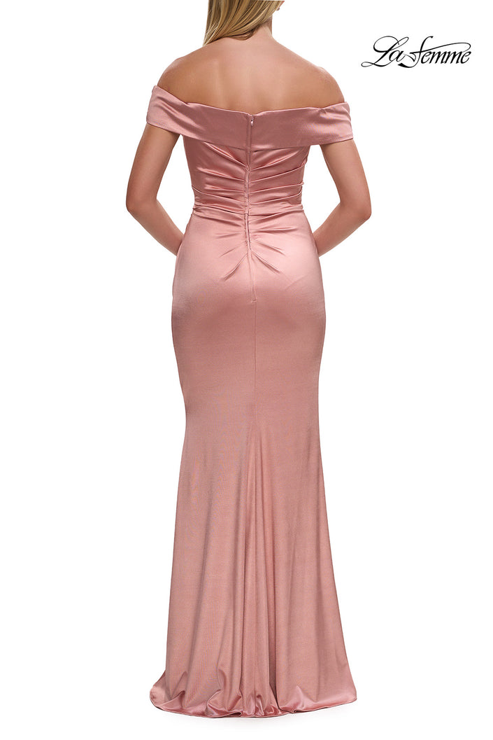 Picture of: Off the Shoulder Stretch Satin Evening Dress in Mauve, Style: 31621, Detail Picture 8