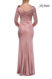 Picture of: Satin Three Quarter Sleeve Draped Evening Gown in Mauve, Style: 33408, Detail Picture 8