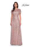 Picture of: Stunning Beaded Gown with Short Sleeves in Mauve, Style: 30122, Detail Picture 1