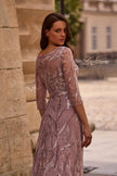 Picture of: Sequin Lace Long Dress with Sheer Sleeves, Style: 29233, Detail Picture 2