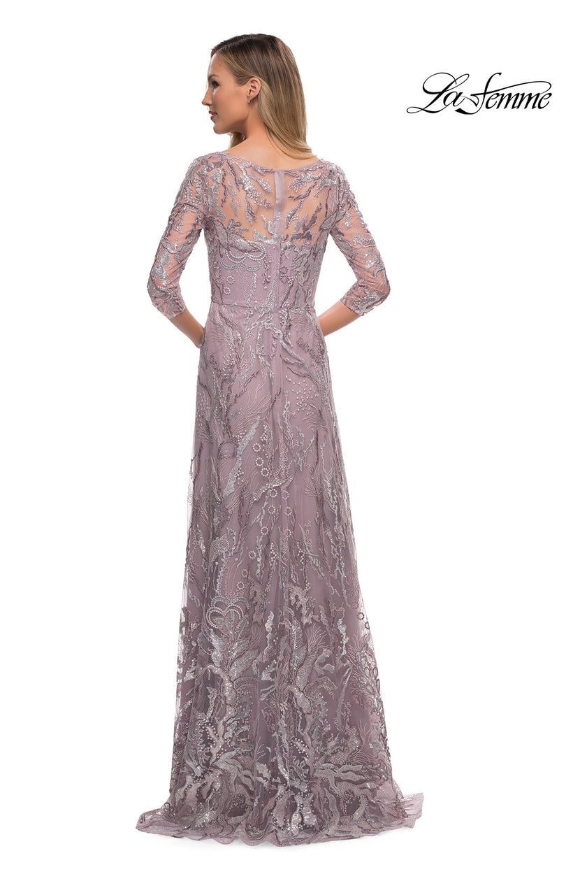 Picture of: Sequin Lace Long Dress with Sheer Sleeves, Style: 29233, Detail Picture 4