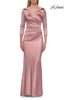 Picture of: Satin Three Quarter Sleeve Draped Evening Gown in Mauve, Style: 33408, Detail Picture 7