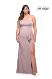 Picture of: Strapless Plus Size Dress with Ruffle Slit Detail in Mauve, Style: 29664, Main Picture