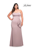 Picture of: Strapless Plus Size Dress with Ruffle Slit Detail in Mauve, Style: 29664, Detail Picture 3