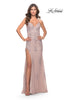 Picture of: Long Gown with Lace Applique and High Slit in Mauve, Style: 30794, Main Picture