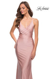 Picture of: Fitted Long Jersey Gown with Criss Cross Bodice in Mauve, Style 29848, Detail Picture 9