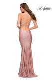 Picture of: Fitted Long Jersey Gown with Criss Cross Bodice in Mauve, Style 29848, Detail Picture 10