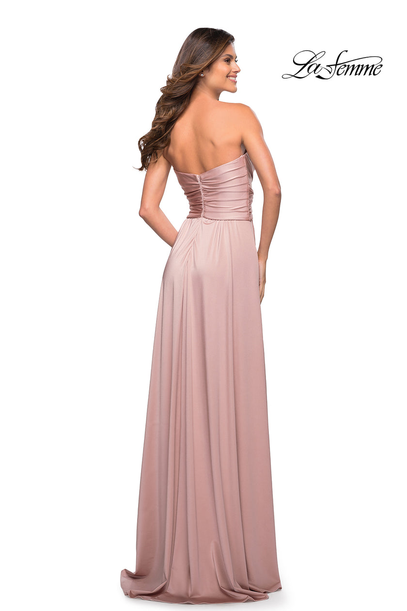 Picture of: Simple Strapless Jersey Dress with High Slit in Mauve, Style: 30700, Detail Picture 12