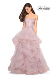 Picture of: Strapless Tulle Prom Gown with Lace Embellishments in Mauve, Style: 27620, Detail Picture 1
