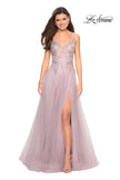 Picture of: Long Tulle Prom Dress with Embellished Bodice and Slit in Mauve, Style: 27646, Detail Picture 1