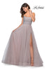 Picture of: Long Tulle Ball Gown with Beaded Bodice and Slit in Mauve, Style: 28530, Detail Picture 1