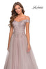 Picture of: Off the Shoulder Tulle Gown with Sheer Floral Bodice in Mauve, Style: 28598, Detail Picture 2