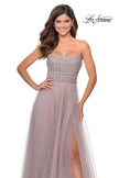 Picture of: Long Tulle Prom Dress with Beaded Bodice in Mauve, Style: 28535, Detail Picture 3