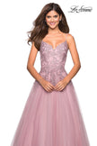 Picture of: Tulle Prom Gown with Floral Lace Embellishments in Mauve, Style: 27569, Detail Picture 4