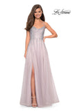 Picture of: Long Tulle Ball Gown with Cascading Rhinestones in Mauve, Style: 27750, Detail Picture 4