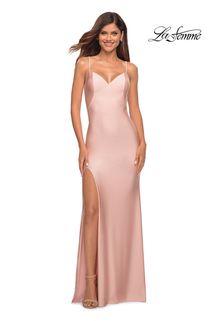 Picture of: Rhinestone Strap Simple Long Jersey Dress in Pink, Style: 30435, Detail Picture 4