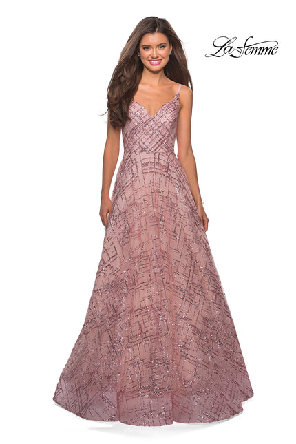 Picture of: Unique Sequin Prom Gown with Sweetheart Neckline in Mauve, Style: 27199, Detail Picture 7