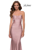 Picture of: On Trend Jersey Long Dress with Ruching on Bodice in Mauve, Style 29873, Detail Picture 7
