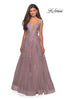 Picture of: Floor Length Cap Sleeve Prom Gown with Lace Detail in Mauve, Style: 27503, Detail Picture 4