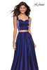 Picture of: Metallic Satin Two Piece Gown with Pockets in Midnight Blue, Style: 27444, Main Picture
