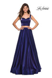 Picture of: Metallic Satin Two Piece Gown with Pockets in Midnight Blue, Style: 27444, Detail Picture 3