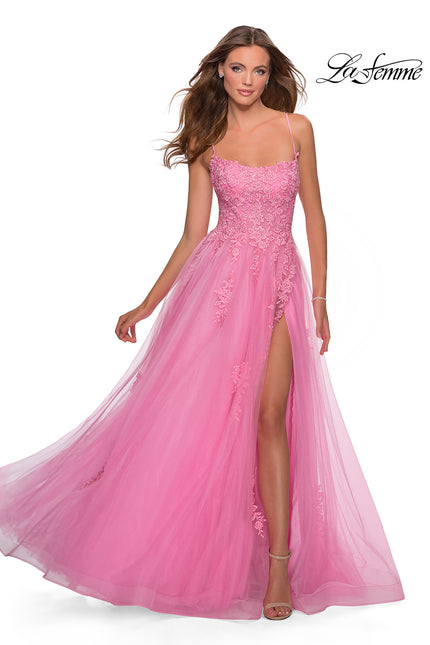 Picture of: A-line Tulle Gown with Floral Embroidery and Pockets in Millennial Pink, Style: 28470, Main Picture