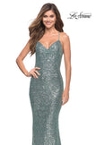 Picture of: Soft Sequin Long Gown with Lace Up Back, Style: 29949, Detail Picture 12
