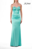Picture of: Simple Strapless Satin Gown with Ruching Detail in Mint, Style: 33531, Detail Picture 17