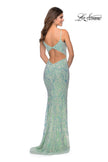 Picture of: Iridescent Floral Prom Dress with Cut out Open Back in Mint, Style: 28918, Detail Picture 2