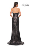 Picture of: Strapless Draped Neckline Prom Dress in Metallic Jersey in Mocha , Style 32828, Detail Picture 6