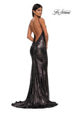Picture of: Metallic Jersey Dress with Low Back and Ruching in Mocha, Style: 32932, Detail Picture 7