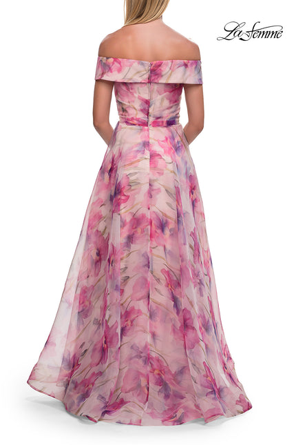 Picture of: Off-the-Shoulder Floral Chiffon A-Line Gown in Multi, Style: 33710, Back Picture