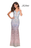 Picture of: Floor Length Fully Beaded Rainbow Ombre Prom Gown in Multi, Style: 27609, Main Picture