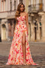 Picture of: Strapless Floral Print Chiffon A-Line Gown with High Slit in Multi, Style: 33404, Main Picture