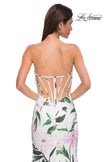 Picture of: Floral Print Stretch Jersey Dress with Sheer Corset Back in Multi , Style 32752, Detail Picture 8