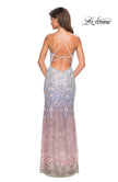 Picture of: Floor Length Fully Beaded Rainbow Ombre Prom Gown in Multi, Style: 27609, Back Picture