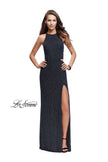 Picture of: Long Glittering Jersey Dress with Side Cut Outs and Open Back in Multi, Style: 25619, Detail Picture 1